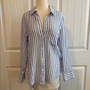 J. Crew Blue and White Striped Button Down Shirt